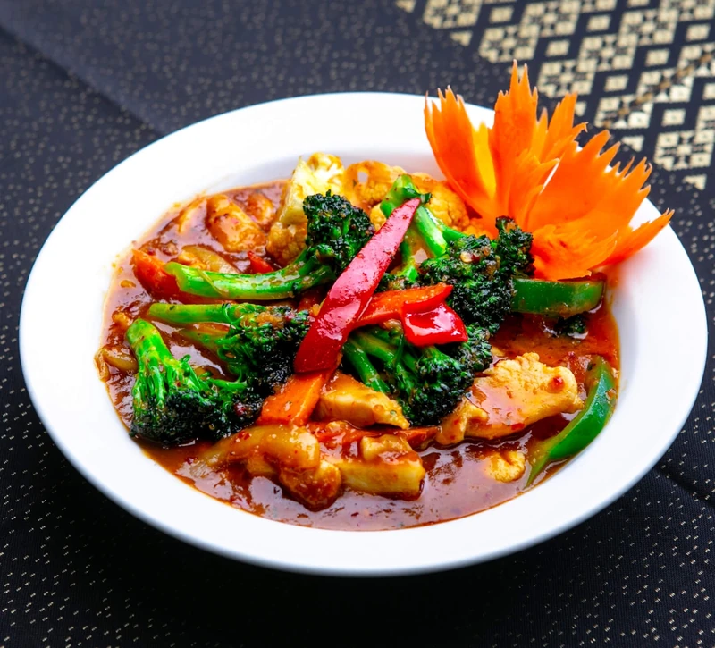 Vegetarian vegetable curry at Golden Curry, an Indian restaurant on McPhillips Street, Winnipeg