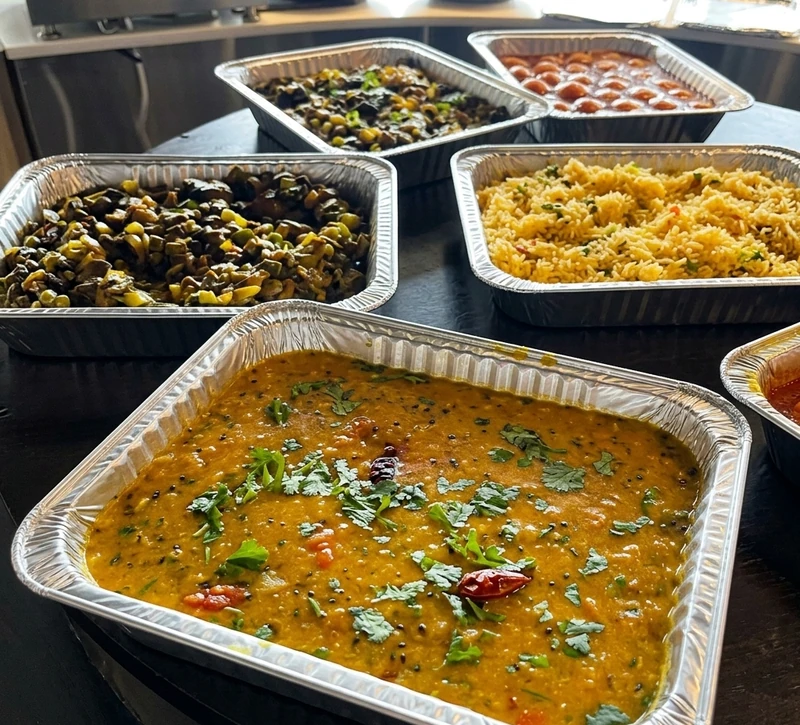 Vegetarian dal and sabzi with roti at Golden Curry in north Winnipeg