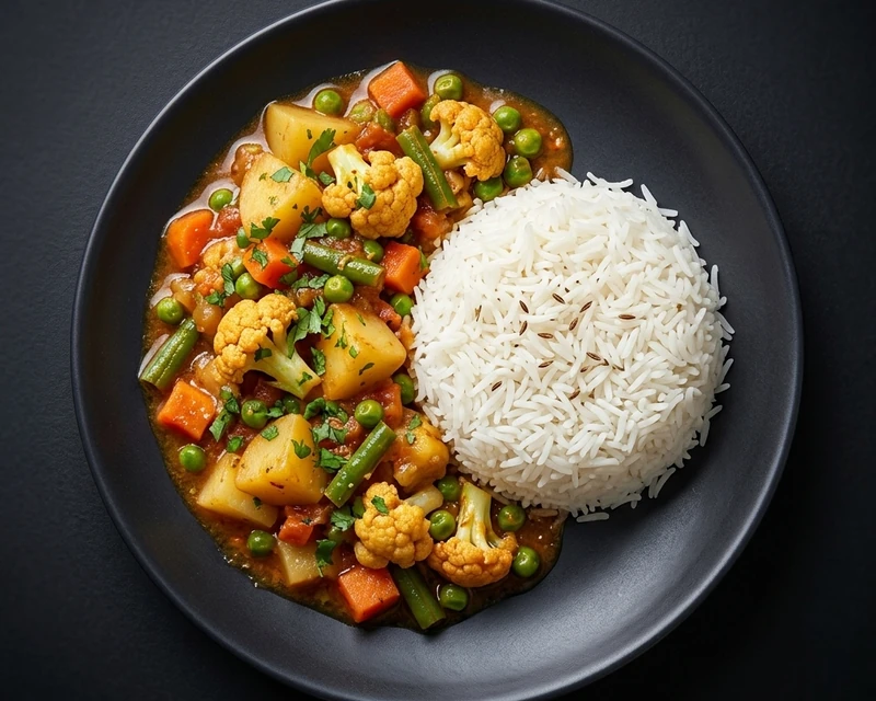 Vegetable Sabzi with Rice from Golden Curry - Indian food delivery to Maples, Winnipeg, MB