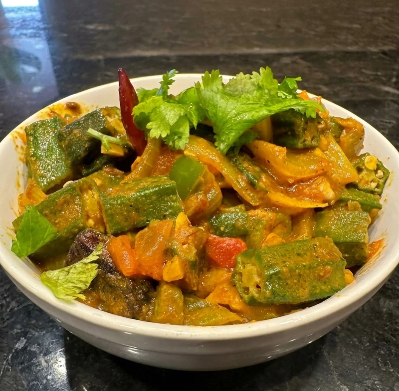 Vegetable sabzi at Golden Curry, vegetarian Indian restaurant in North Winnipeg